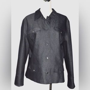 TAIFUN COLLECTION SIZE 14 L LARGE DARK GRAY DENIM JEANS JACKET BLAZER TOP